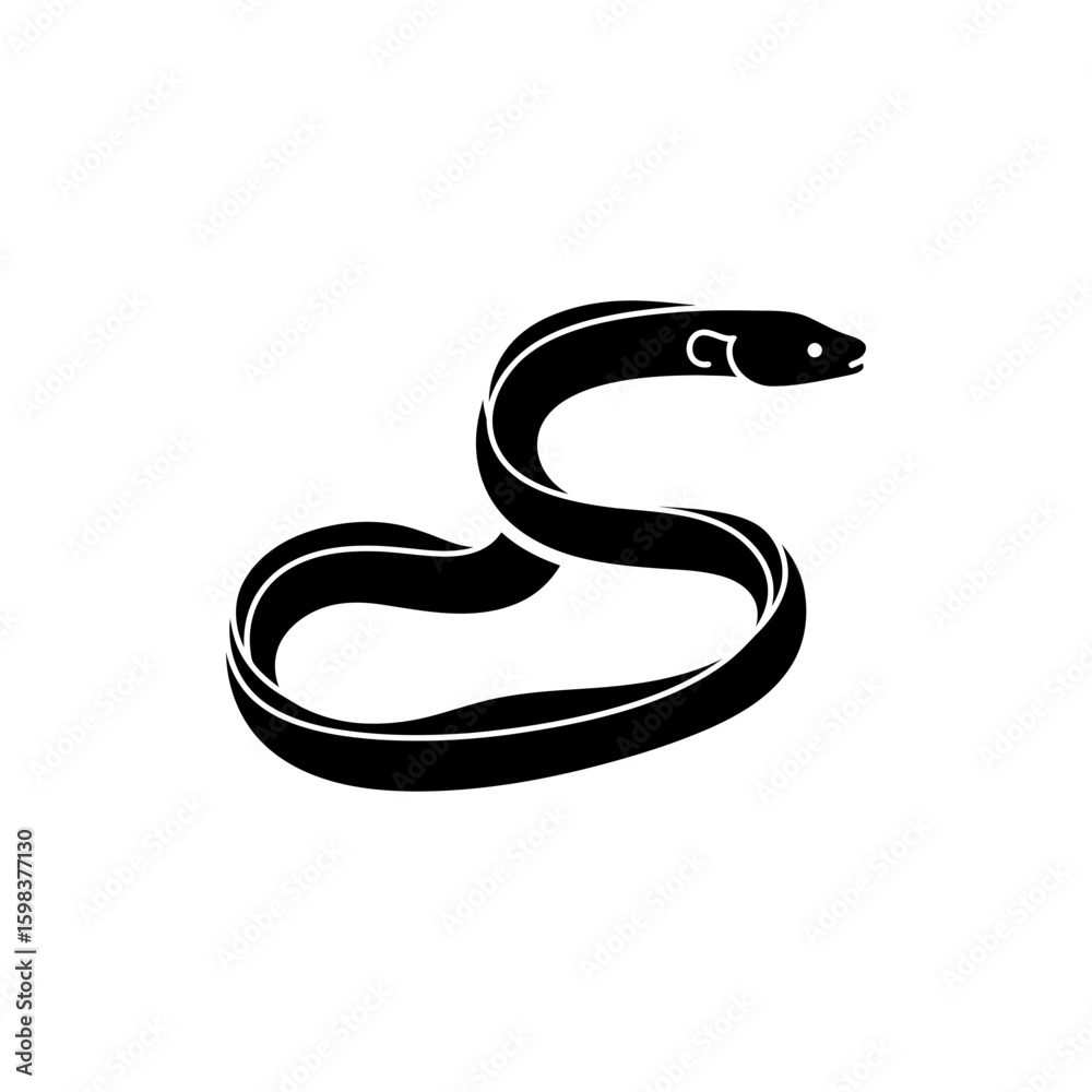Fototapeta premium Black Filled Icon of Ribbon Eel Marine Creature
