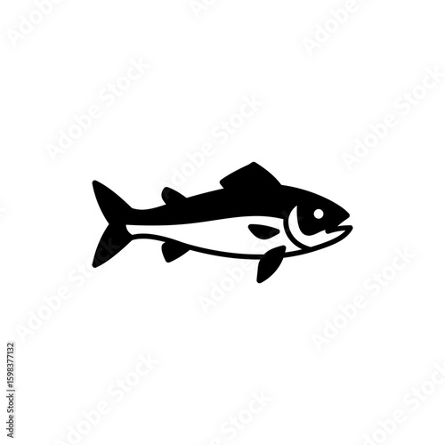 Black Filled Icon of Icefish Cold Water Sea Creature