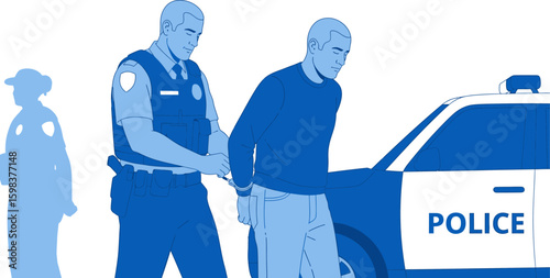Police arresting suspect illustration vector law enforcement crime concept