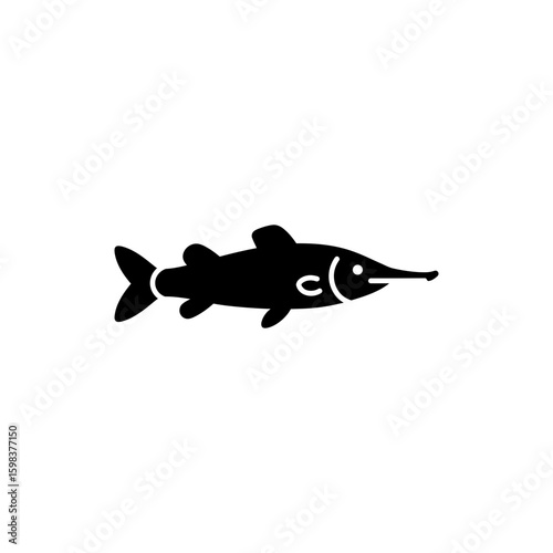 Black filled icon of snipefish silhouette for unique oceanic species visuals