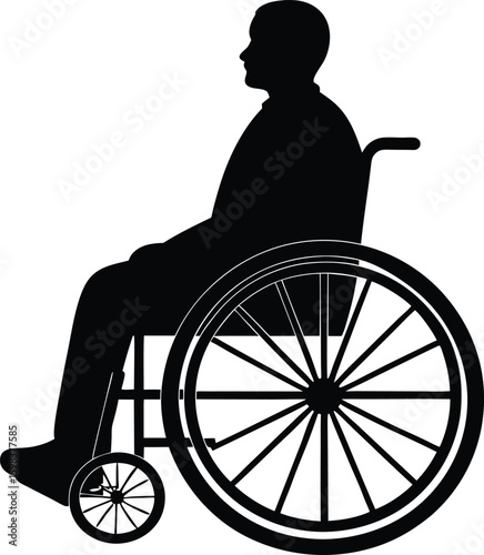 Man in wheelchair silhouette isolated on transparent background