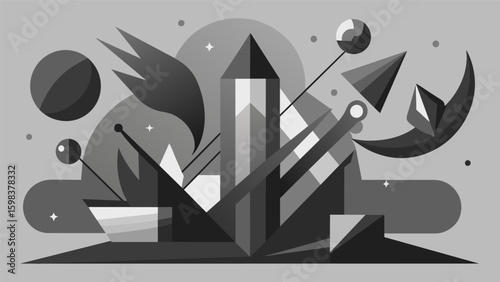 Abstract shapes and lines made with charcoal intermingle representing the constant dance between light and shadow in the human psyche.. Vector illustration