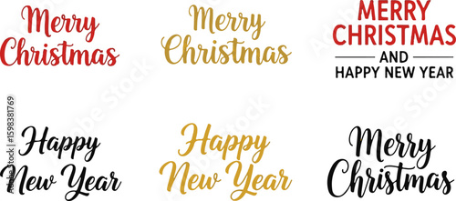 Vector art of festive christmas and new year greetings in various styles
