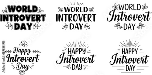 Vector art of celebrating world introvert day with unique quotes and designs