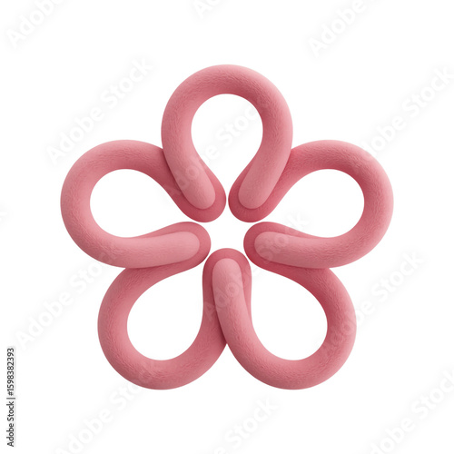 3D Pink Flower Made from Curved Textured Material