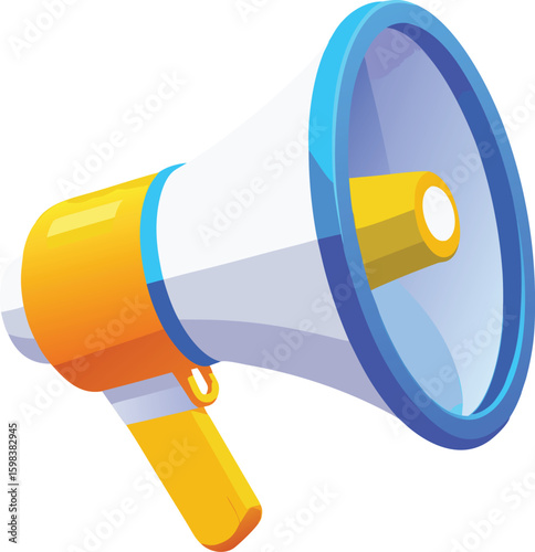 Bright megaphone announcing news