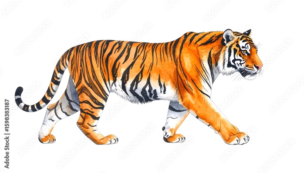 Obraz premium Watercolor tiger illustration