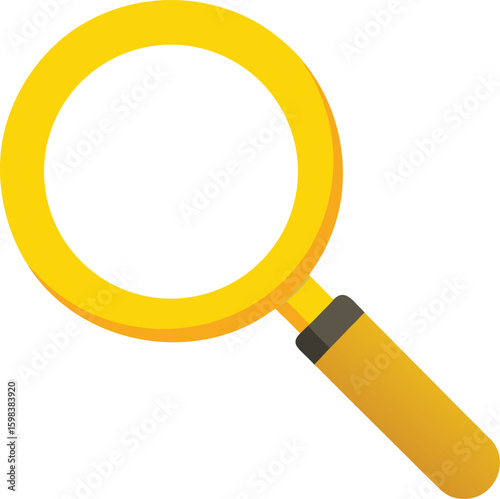 Bright yellow magnifying glass vector icon