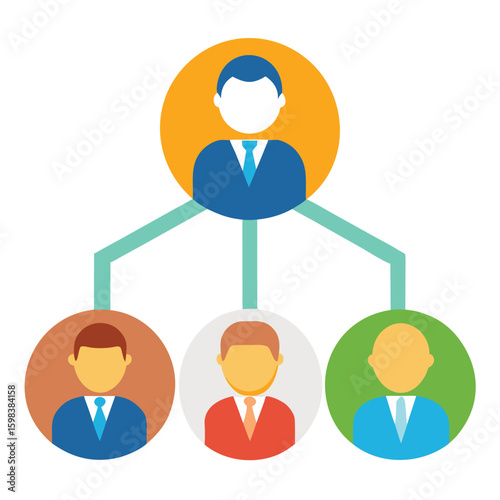 Business team collaboration network icon representing connected people and communication isolated on white background