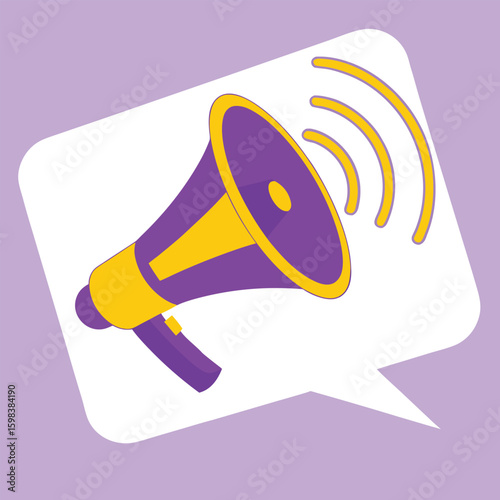 Vibrant megaphone announcement in speech bubble