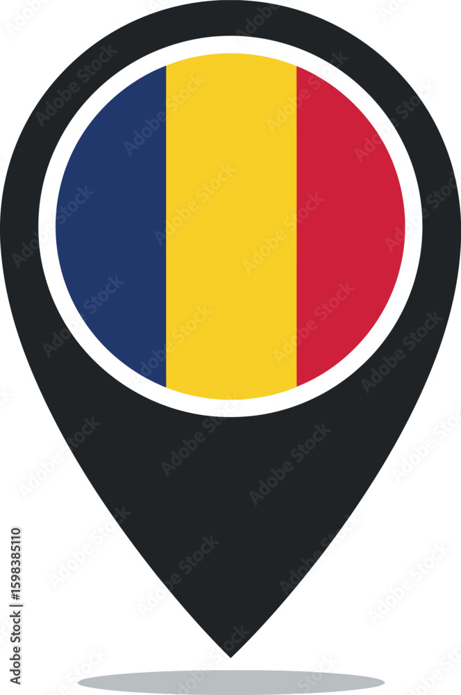 Fototapeta premium Romania flag map pin