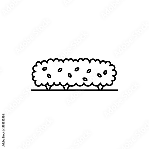 Thin Line of Trimmed Hedge Along Path Garden Sketch