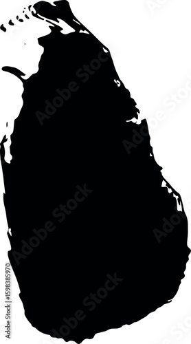 Sri lanka map silhouette black white
