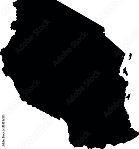 Tanzania map silhouette vector outline