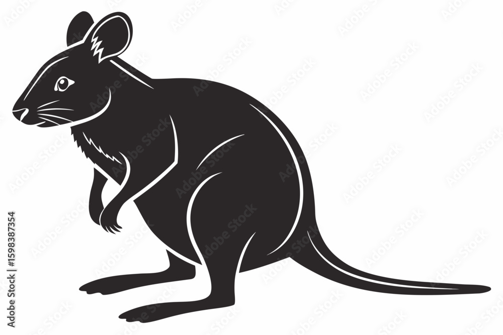 Obraz premium quokka sihouette black vector