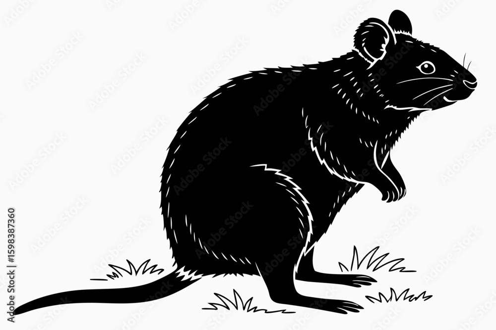 Fototapeta premium quokka sihouette black vector
