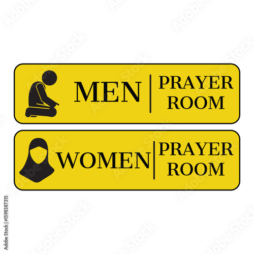 Muslim Men and Women Prayer Room 101 Name Plate vector Acrylic 3d Lettering