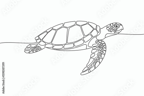 Simple line art drawing of a sea turtle swimming