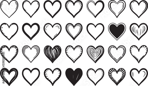 Hand drawn hearts collection love romance