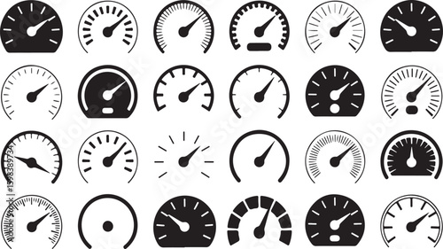 Speedometers gauges dials indicators vector