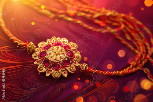 Greeting card with holiday composition for happy celebrate Raksha Bandhan, abstract vivid composition consists of fictional unreal fantastic vision on background for diverse creative work