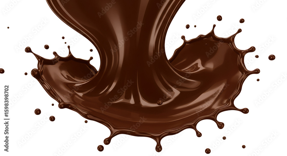 Fototapeta premium Rich dark chocolate pour splash against black background