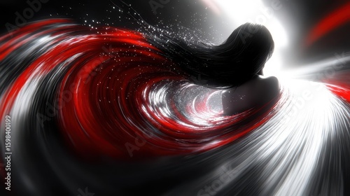 Abstract Red Vortex, Woman's Hair