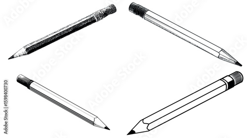 Pencils drawing art design black and white graphite tool sketch write draw stationery education object school art supply silhouette