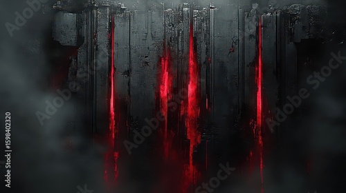 Crimson Cracks in Dark Abstract
