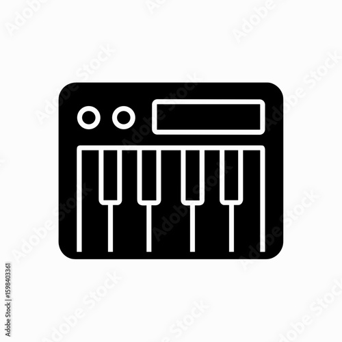 MIDI Keyboard Controller Icon in Solid Black Representing Digital Music Production (Filled)