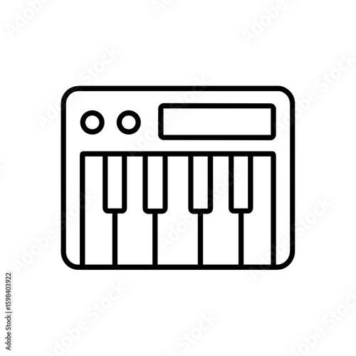 MIDI Keyboard Controller Icon in Black Outline Representing Digital Music Production (Outline)