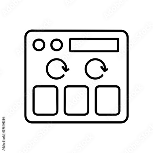 Electronic Drum Pad Controller Icon in Black Outline Representing Beats and Music Production (Outline)