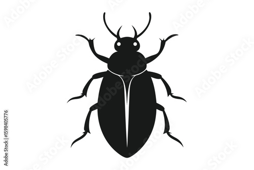 Silhouette illustration of a leaf beetle on a clean white background
