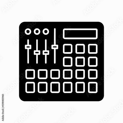MIDI Pad Controller Icon in Solid Black Representing Beat and Music Production (Filled)