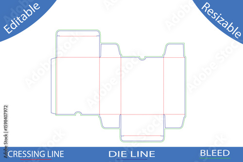Box template die cut lines layout packaging
