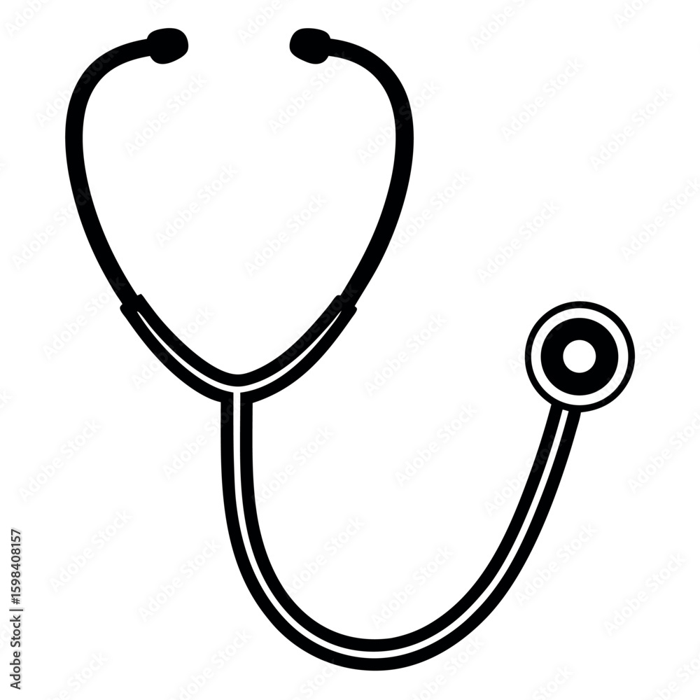 Stethoscope silhouette isolated on white background Stethoscope silhouette isolated on white background