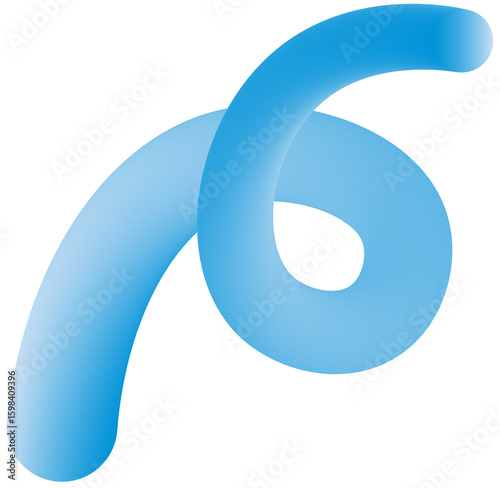 3D Blue Gradient Spiral: Modern Abstract Fluid Design & Neon Wave Element