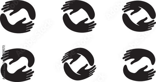 Arms Around Vector Bundle | Hug and Support Gesture Illustration Set