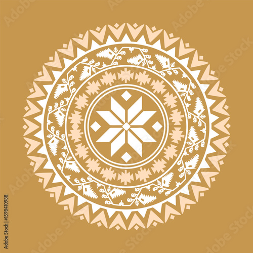 jamdani pattern mandala, mandala design vector, Geometric Mandala Ornament with Floral Motifs