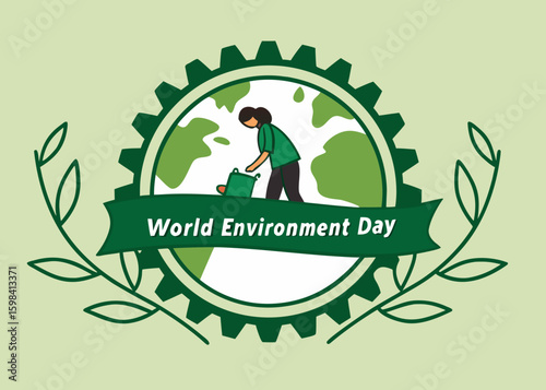 Person cleaning the planet for world environment day