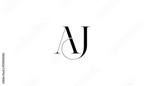 AJ initial letters, monogram logo