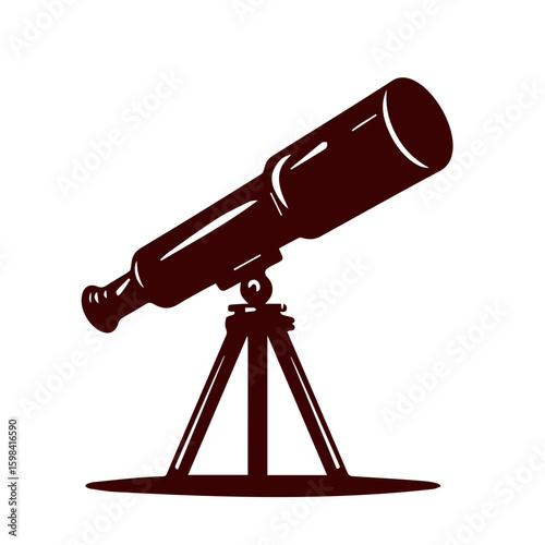 icon for antique lovers, Antique telescope icon, vintage style, brown color, represents astronomy on transparent background