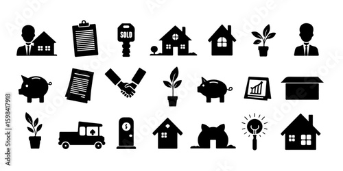 Silhouette Home Buyer Essentials Icons Set
