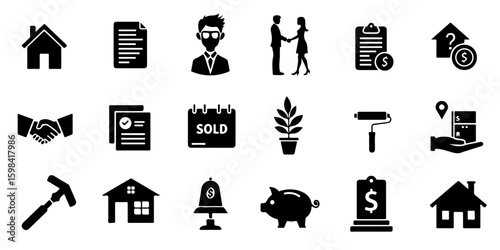Silhouette Home Buyer Essentials Icons Set