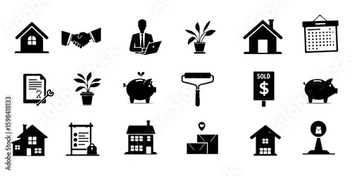 Silhouette Home Buyer Essentials Icons Set