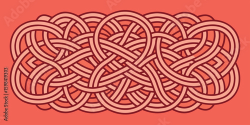Intricate celtic knotwork design in red and orange tones