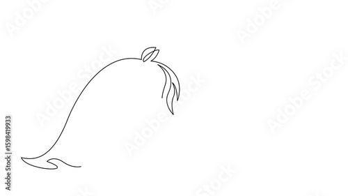 Two horse head animated self drawing of single continuous line, continuous contour movement, video drawing of line in 4k, abstract, logo, symbol of year, one line
