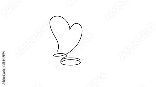 Valentine with hearts and wedding rings animated self drawing of single continuous line, contour movement, video drawing line in 4k, abstract, minimalism, symbol of marriage, love, wedding, one line