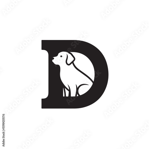 Minimalist Dog Silhouette Within Letter D Logo Design for Pet Services
