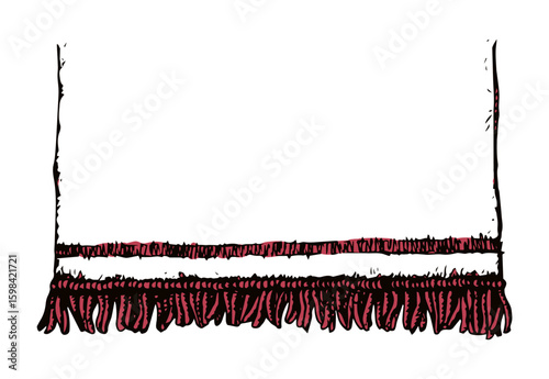 Wide warm shawl. Vector sketch drawing